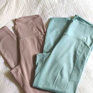 Bundle of 2 Girlfriend Collective High Rise Pocket Legging size M Glass & Mauve
